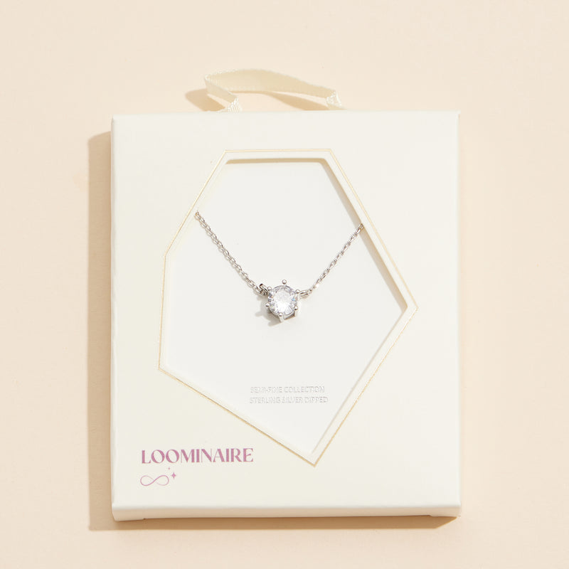 18K Solitaire Crystal Necklace