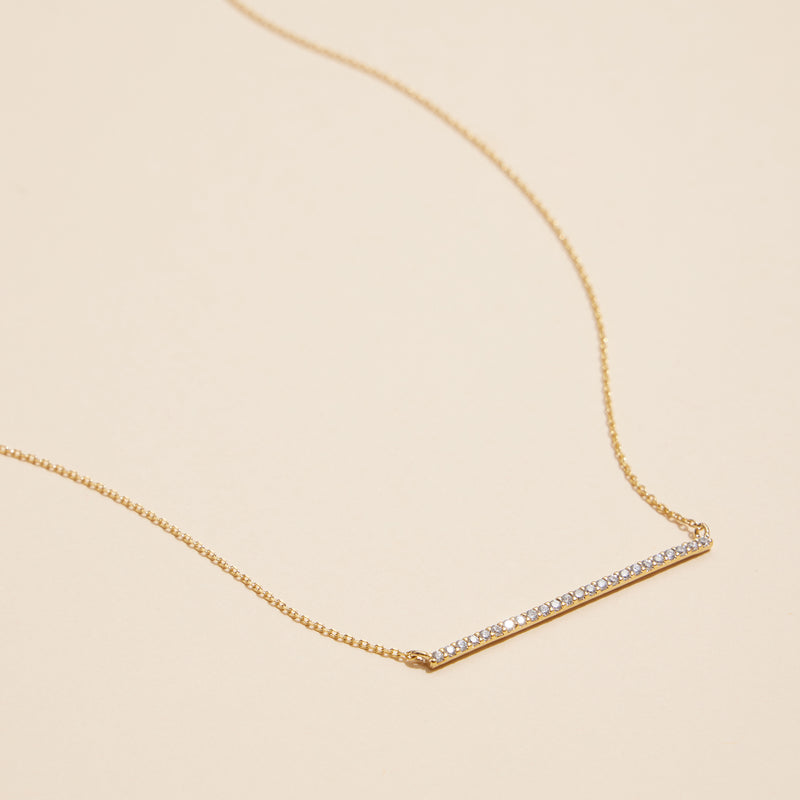 18K Bar Necklace with Sparkling Accents