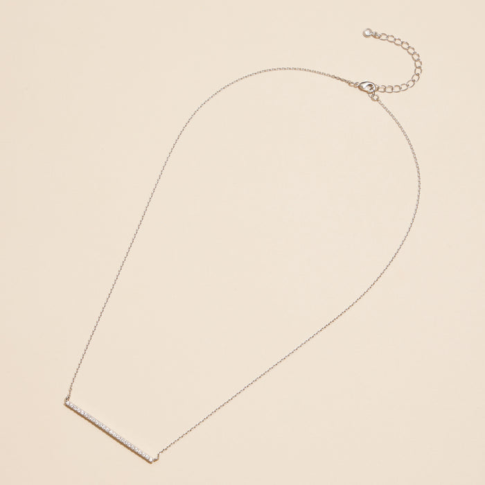 18K Bar Necklace with Sparkling Accents
