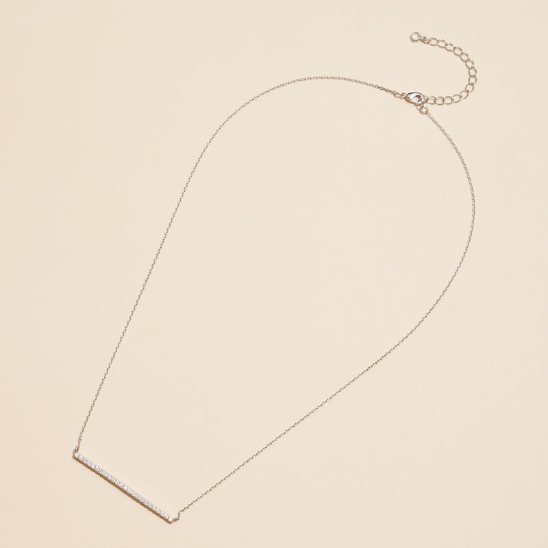 18K Bar Necklace with Sparkling Accents