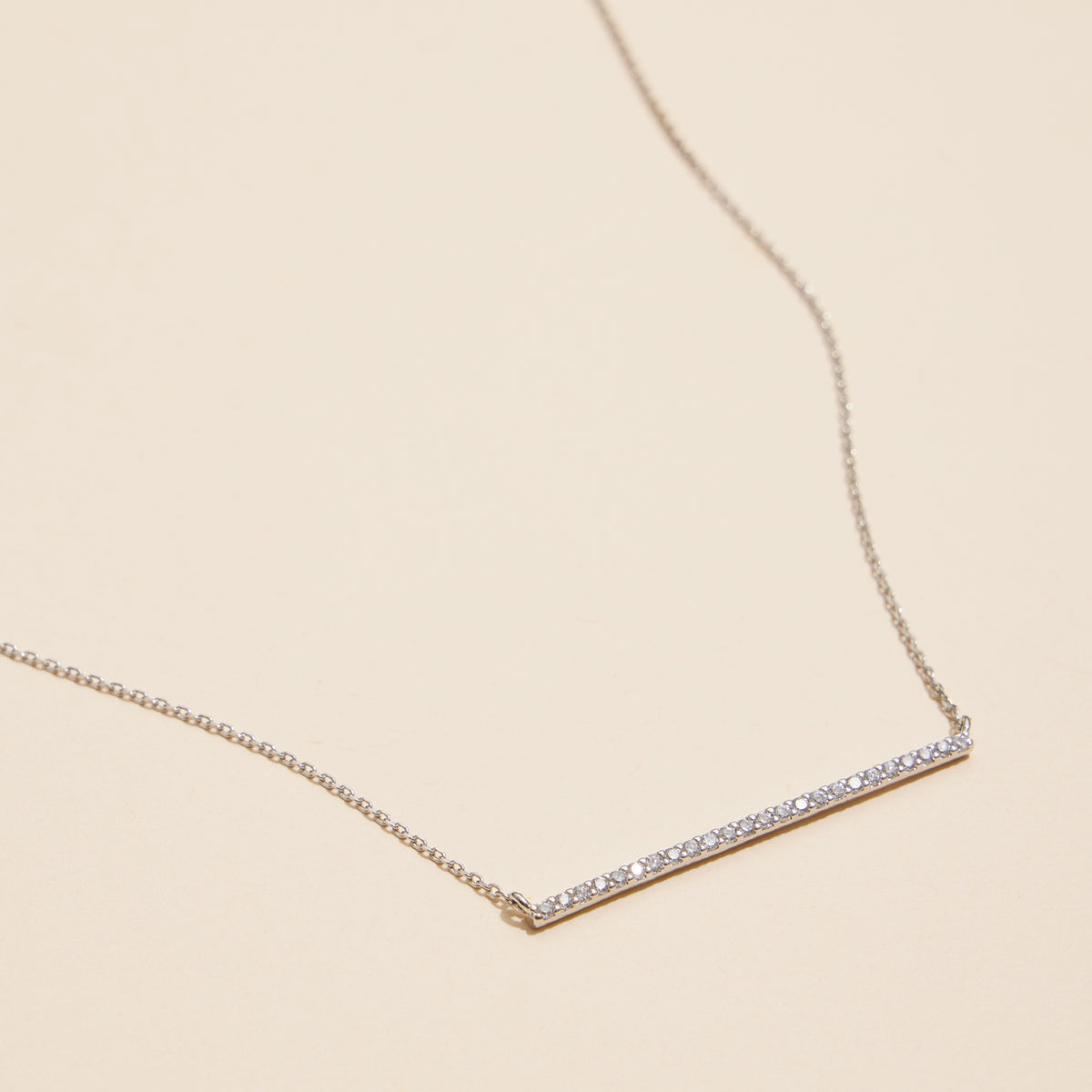 18K Bar Necklace with Sparkling Accents
