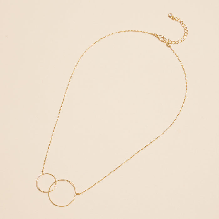 16mm Double Large Circle 18K Gold Dip Interlocking Necklace