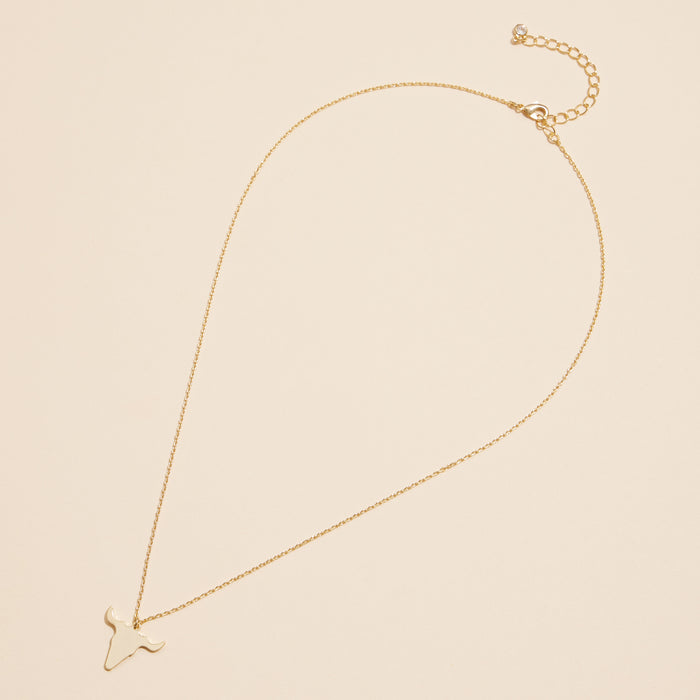 18mm Bull Head Pendant 18k Gold Dip Necklace
