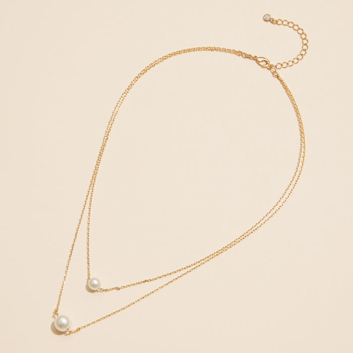 18K Double Pearl Layered Necklace