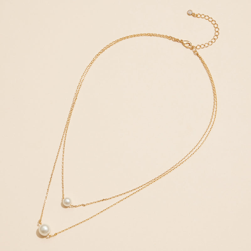 18K Double Pearl Layered Necklace