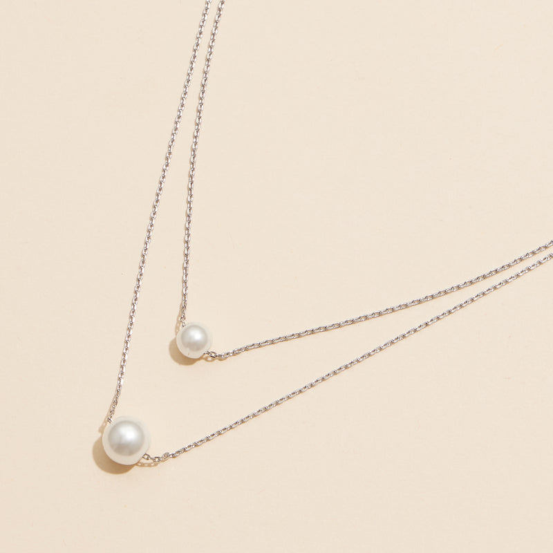 18K Double Pearl Layered Necklace