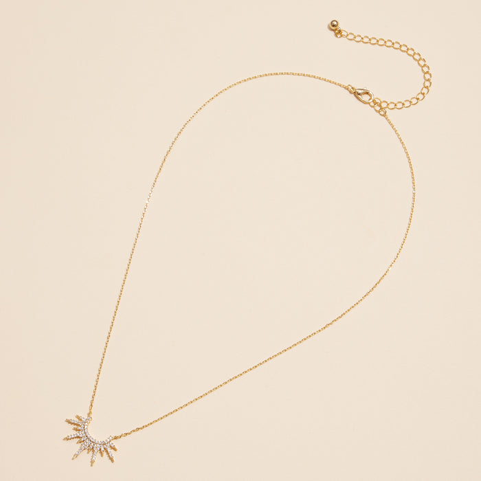 18K Gold Sunburst Pendant Necklace
