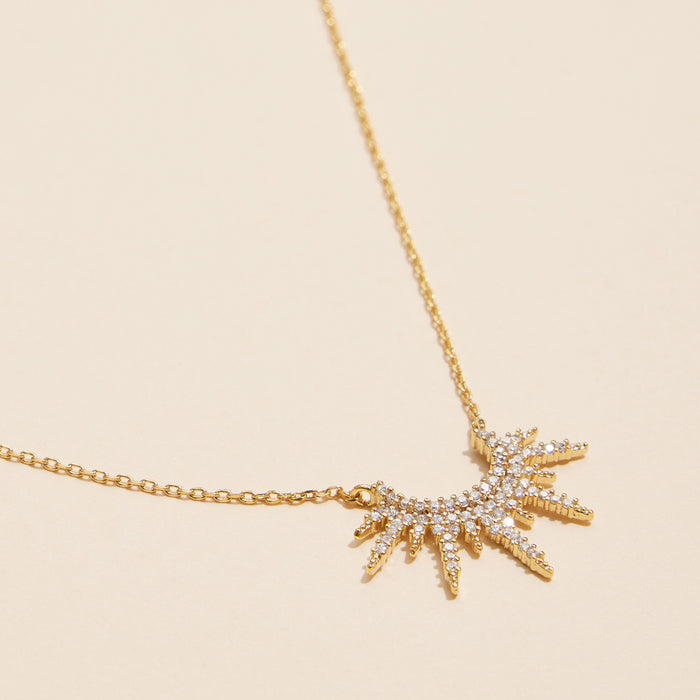 18K Gold Sunburst Pendant Necklace