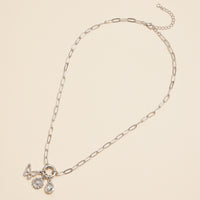 Gold Dipped Butterfly and Flower Charm Necklace with Gemstone