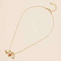 Gold Dipped 18K Football Charm Necklace with Helmet and Gemstone