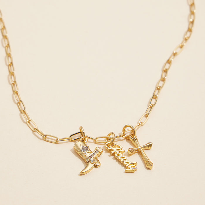 Multi Charm Set Basic Gold Dipped Necklace