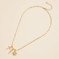 Cross, Believe, and Compass Gold Dipped 18K Charms Necklace