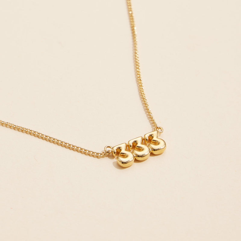 Angel Number "333" 18K Gold Dipped Necklace