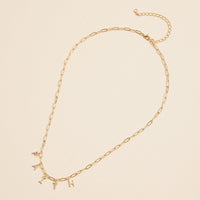 Sparkling "Faith" Cubic Zirconia 18K Gold Charm Necklace