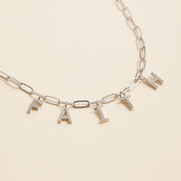 Sparkling "Faith" Cubic Zirconia 18K Gold Charm Necklace