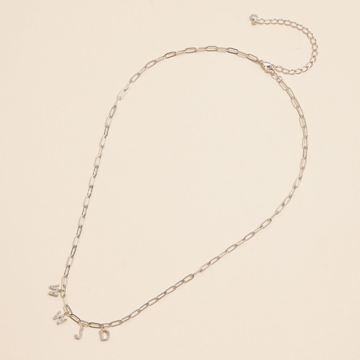 Sparkling "WWJD" Cubic Zirconia 18K Gold Charm Necklace