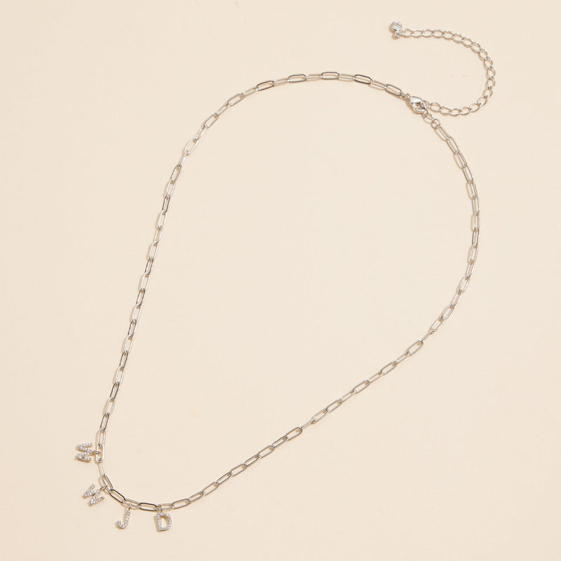 Sparkling "WWJD" Cubic Zirconia 18K Gold Charm Necklace