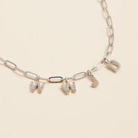 Sparkling "WWJD" Cubic Zirconia 18K Gold Charm Necklace