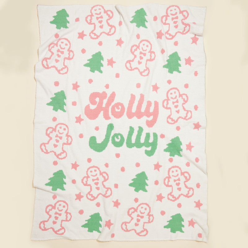 Christmas Holly Jolly Terry Cloth Blanket