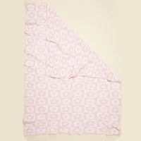 Pink Checkered Floral Beach Blanket – Soft Lightweight Picnic & Summer Towel