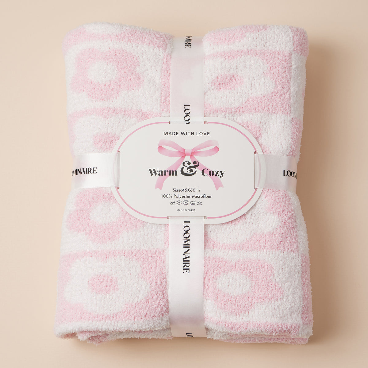 Pink Checkered Floral Beach Blanket – Soft Lightweight Picnic & Summer Towel