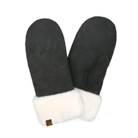 Cozy Suede Mittens with Faux Fur Cuff – Ultra Soft Winter Warm Gloves