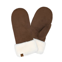 Cozy Suede Mittens with Faux Fur Cuff – Ultra Soft Winter Warm Gloves