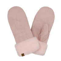 Cozy Suede Mittens with Faux Fur Cuff – Ultra Soft Winter Warm Gloves