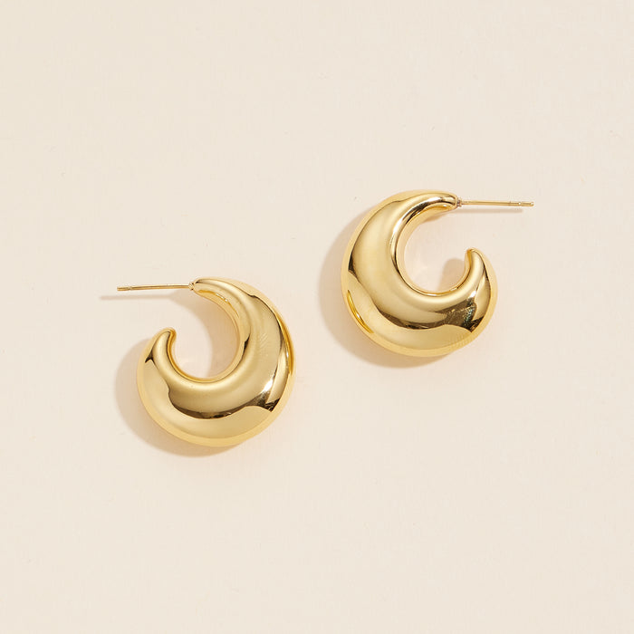 18K Gold Dipped Dome Hoops | Stainless Steel Jewelry