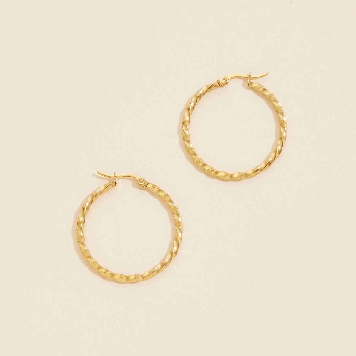 Gold Dip Stainless Steel Twisted Hoop Earrings