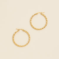 Gold Dip Stainless Steel Twisted Hoop Earrings