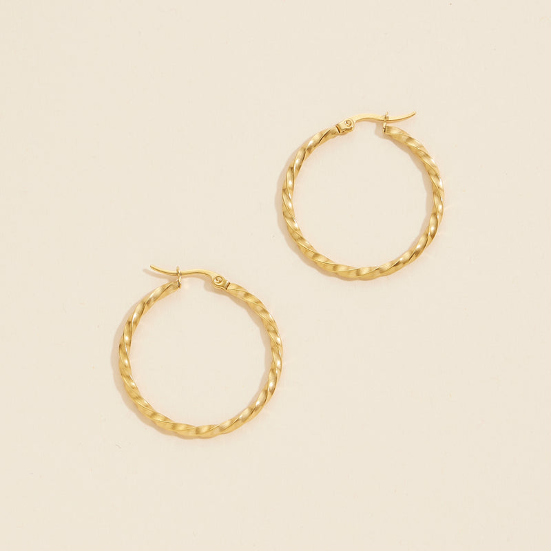 Gold Dip Stainless Steel Twisted Hoop Earrings