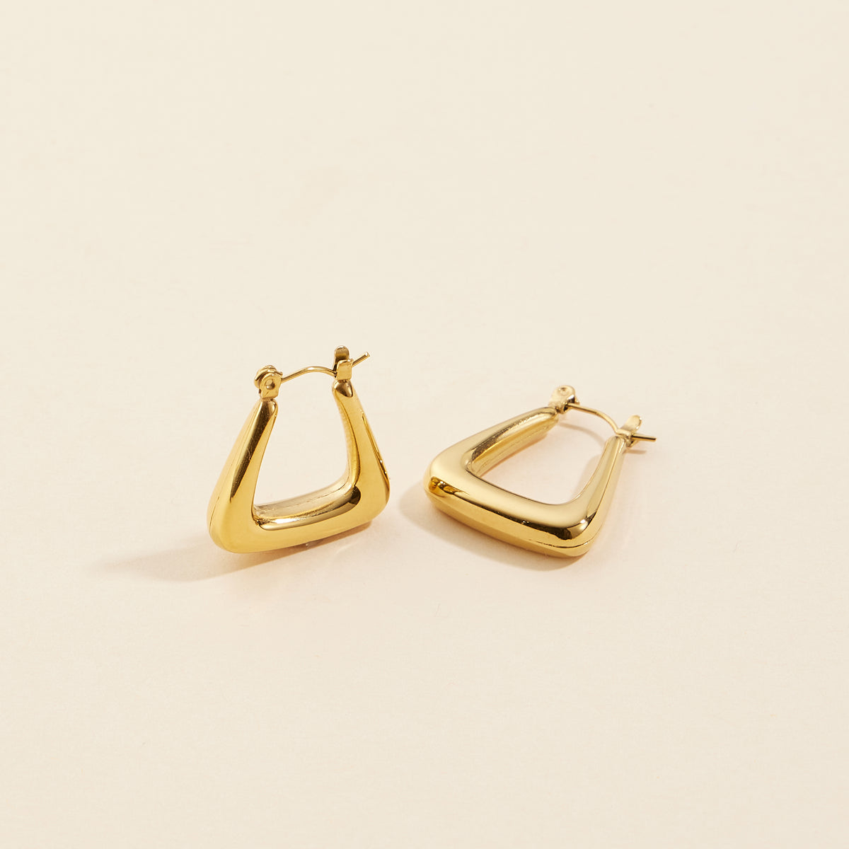 Geometric Gold Dip Stainless Steel Hoop Earrings