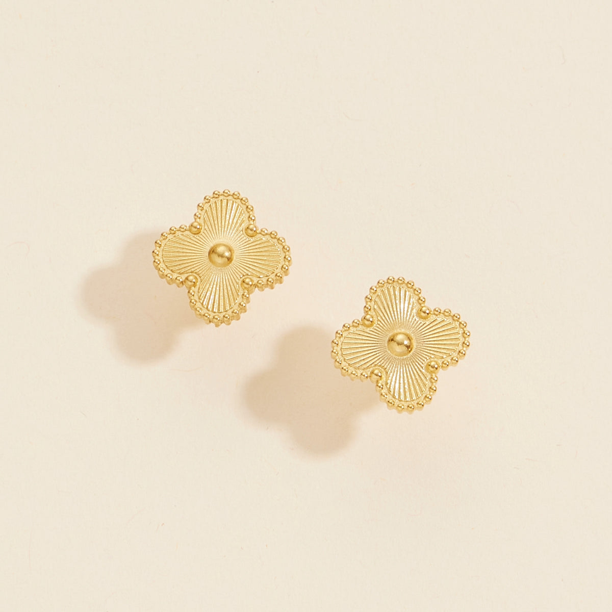 Clover Gold Dip Stainless Steel Stud Earrings