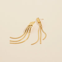 Gold Dip Basic Stainless Steel Fringed Earrings