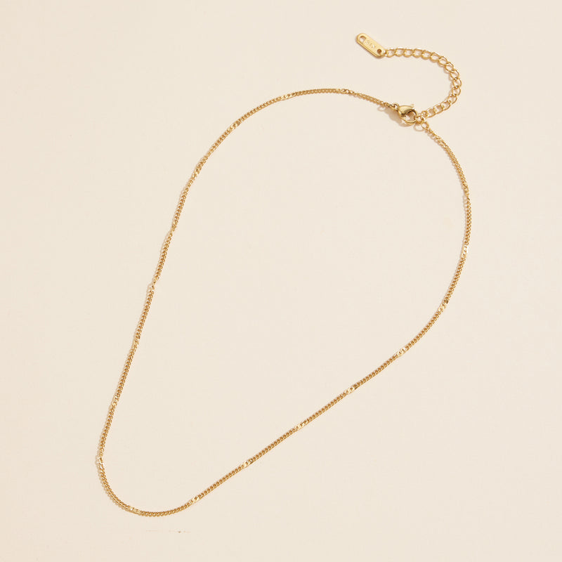 Chain Gold Dip Stainless Steel Basic Short Necklace
