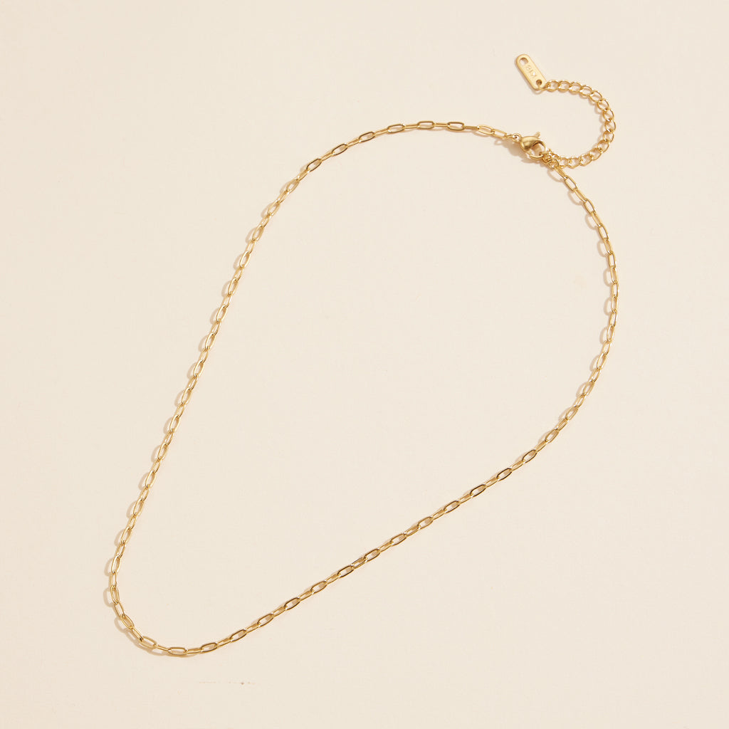 Chain Linked Gold Dip Stainless Steel Short Necklace
