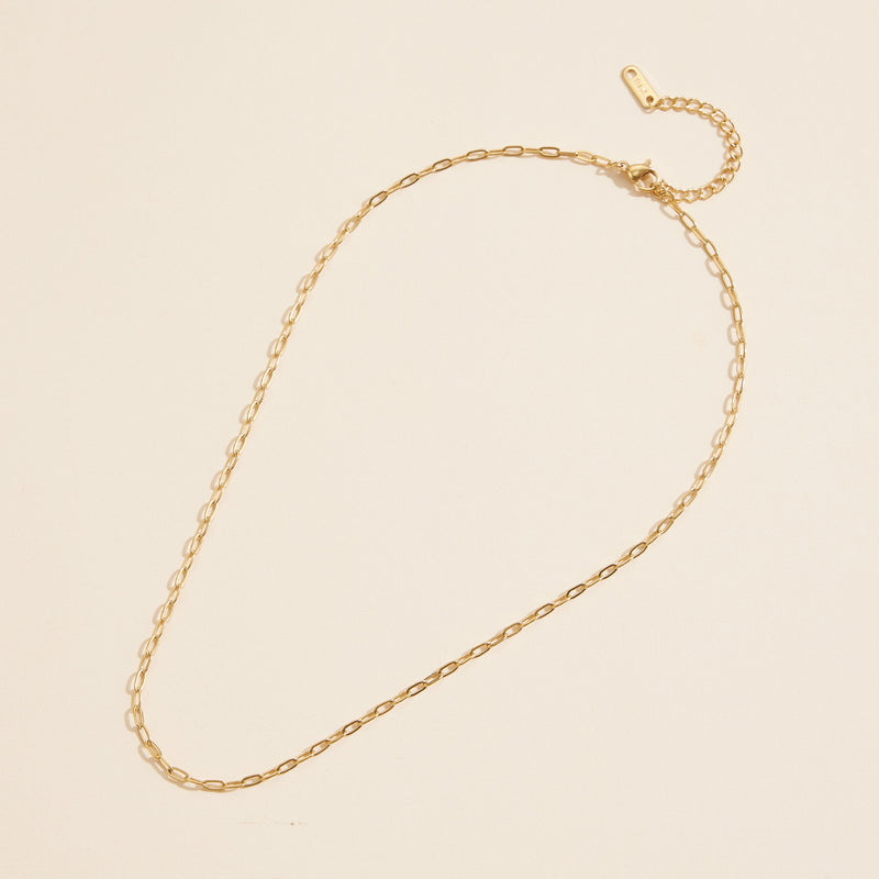 Chain Linked Gold Dip Stainless Steel Short Necklace