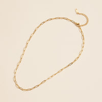 Paper Clip Linked Gold Dip Stainless Steel Necklace