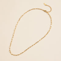 Paper Clip Linked Gold Dip Stainless Steel Necklace
