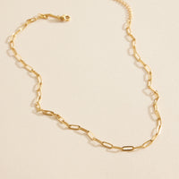 Paper Clip Linked Gold Dip Stainless Steel Necklace