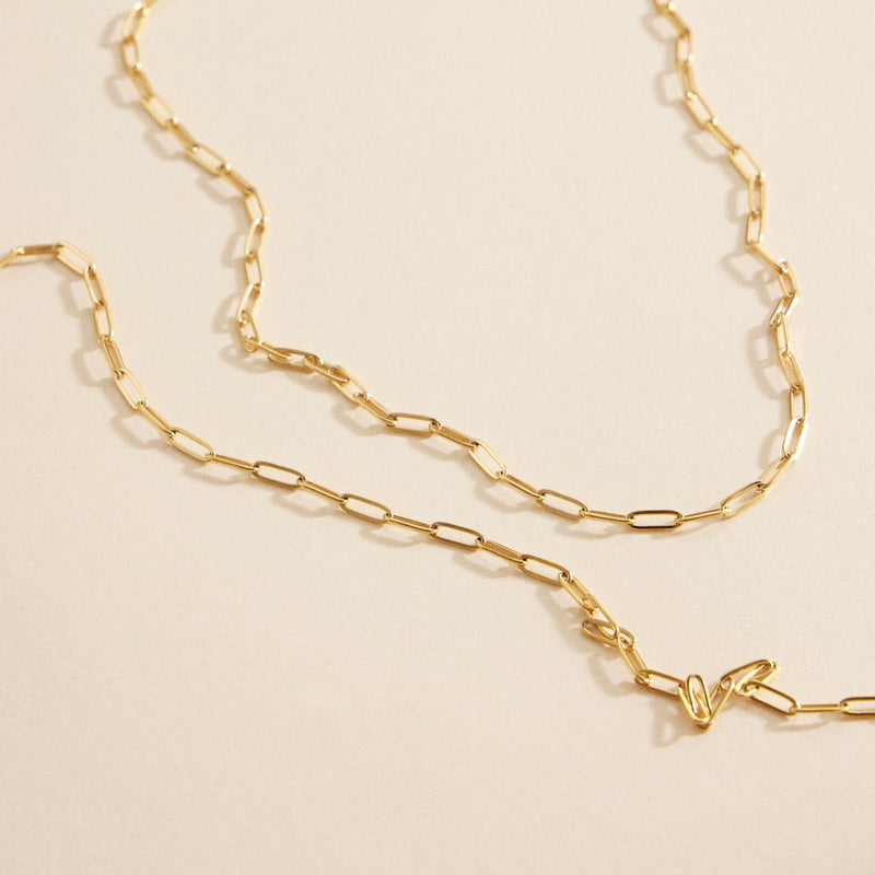 Paper Clip Linked Gold Dip Stainless Steel Necklace