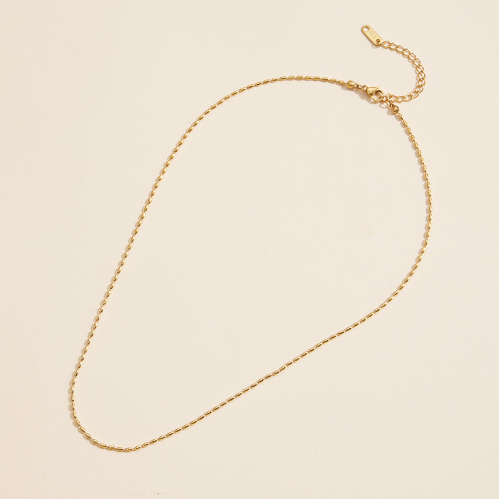 Oval Beads Linked 18K Gold Dip Stainless Steel Necklace