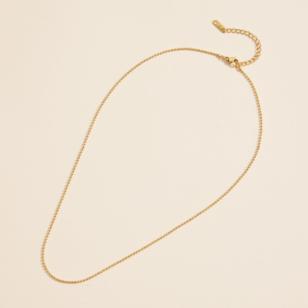 Mini Beaded 18K Gold Dip Stainless Steel Necklace