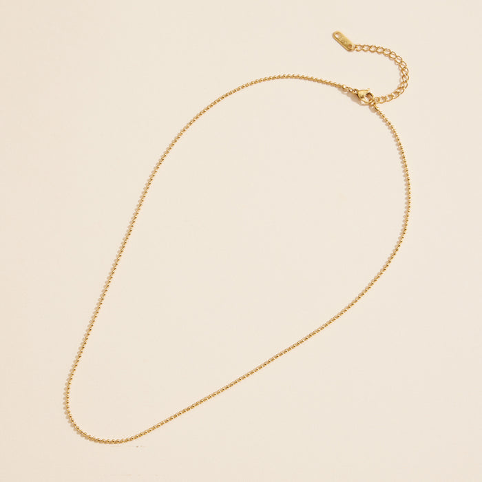 Mini Beaded 18K Gold Dip Stainless Steel Necklace