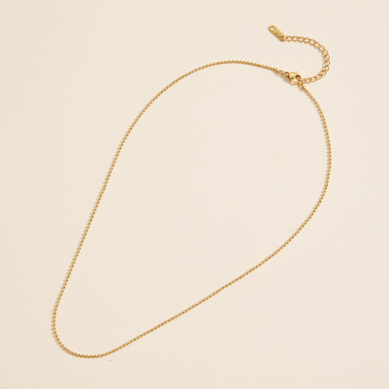 Mini Beaded 18K Gold Dip Stainless Steel Necklace