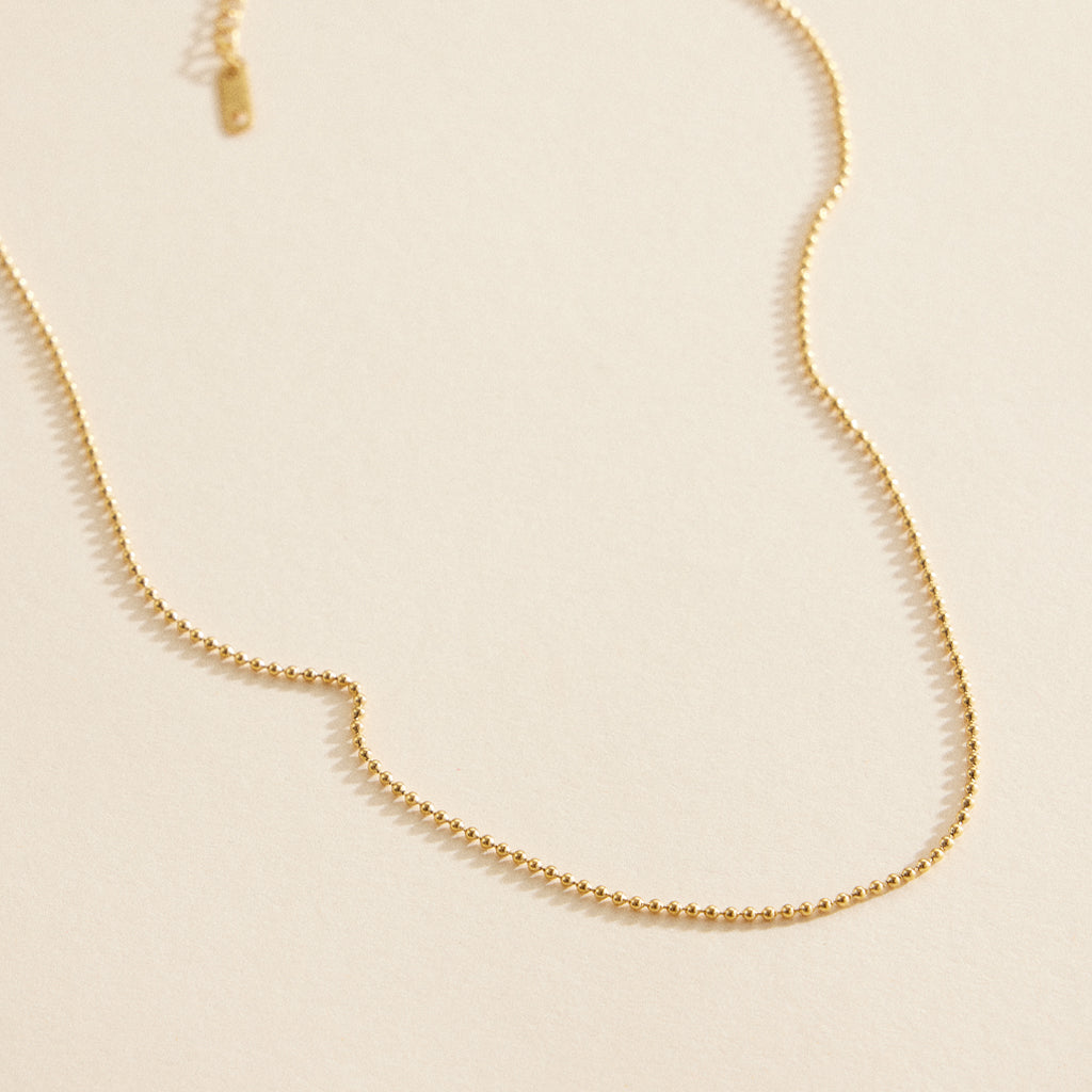 Mini Beaded 18K Gold Dip Stainless Steel Necklace