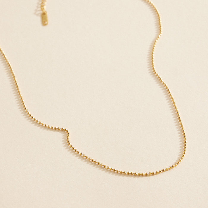 Mini Beaded 18K Gold Dip Stainless Steel Necklace