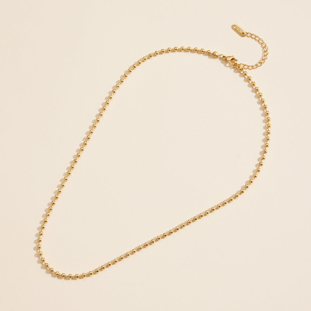 Beaded 18K Gold Dip Stainless Steel Necklace