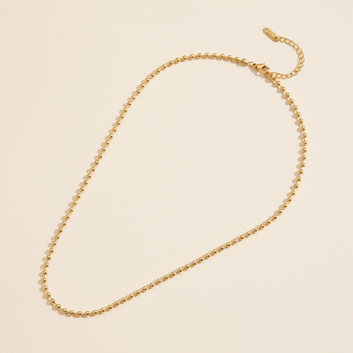 Beaded 18K Gold Dip Stainless Steel Necklace